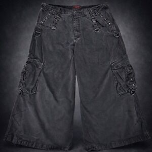 Tripp NYC Goth Wide Leg Cargo Pants Y2K Daang Goodman Studded Straps Size 2X
